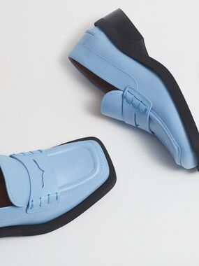 GANNI women’s leather blue loafers